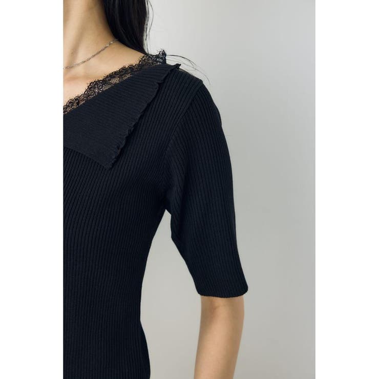 ネックレース5分袖ニットトップス | AZUL BY MOUSSY | 詳細画像8 