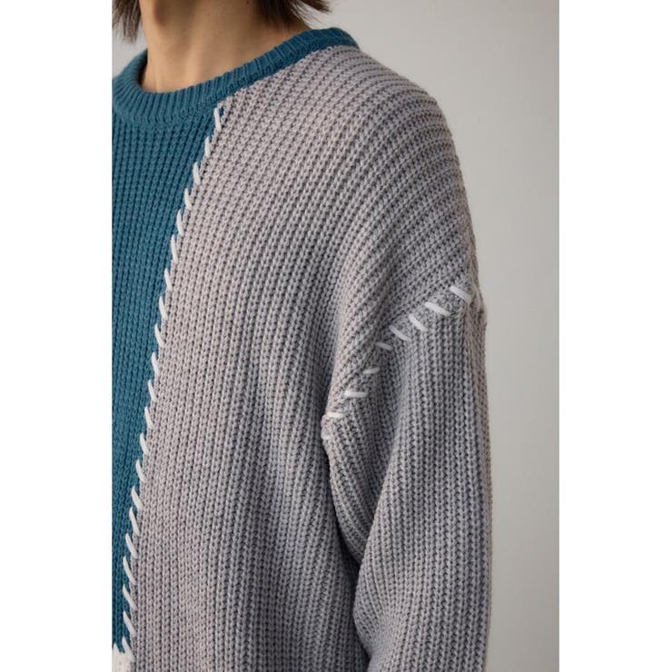 スウィッチングブランケットステッチニット | AZUL BY MOUSSY | 詳細画像33 