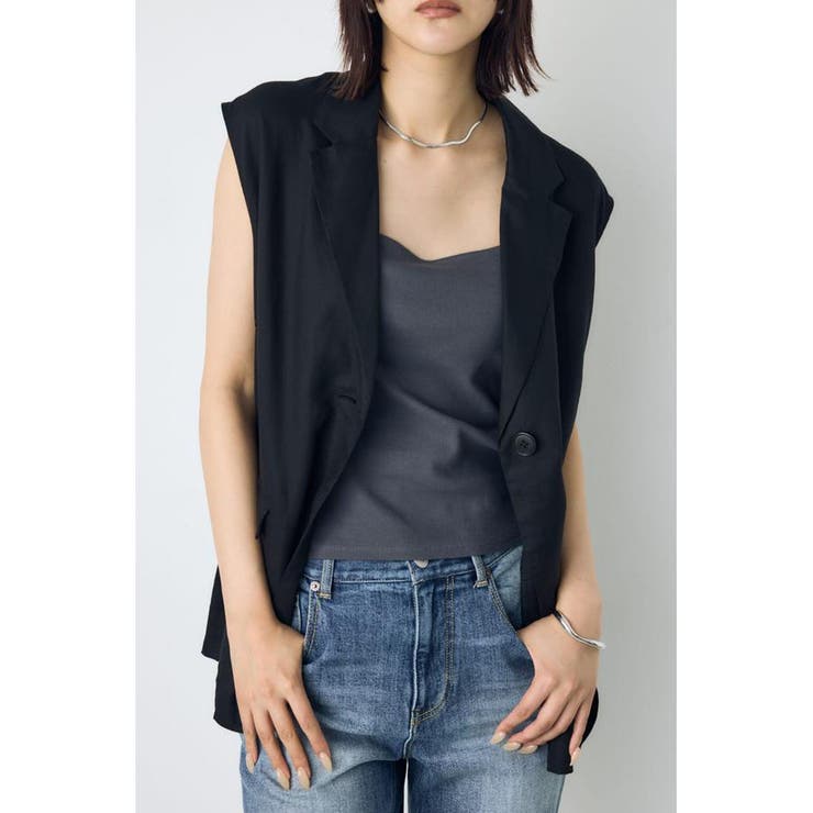 リネンブレンドテーラードベスト | AZUL BY MOUSSY | 詳細画像2 