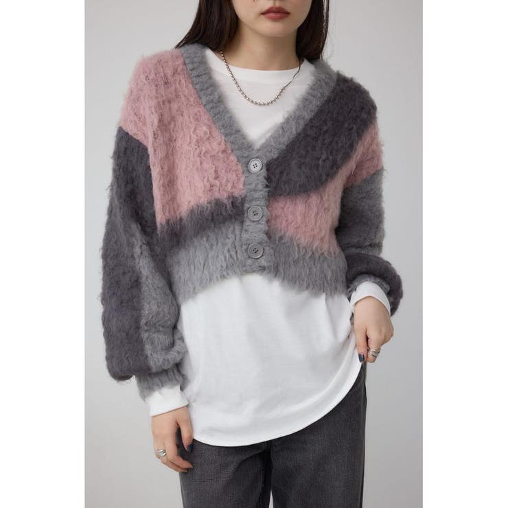 柄PNK5 | ブロッキンググラデーションカーディガン | AZUL BY MOUSSY