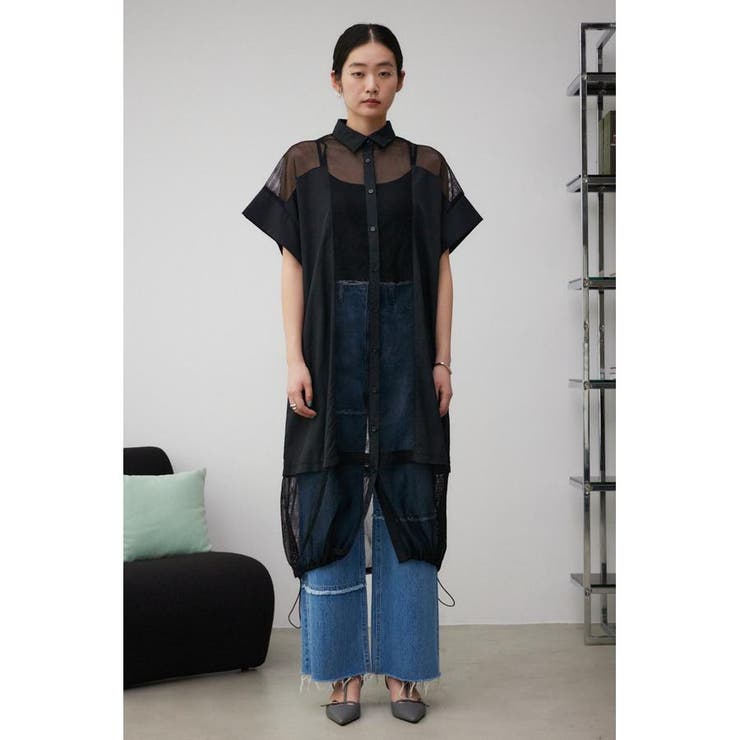 メッシュロングシャツブルゾン[品番：AZLW0021981]｜AZUL BY