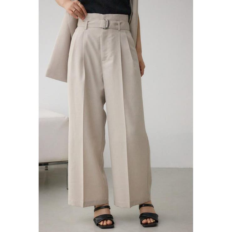 L/BEG1 | イージーケアリネンライクベルトワイドパンツ | AZUL BY MOUSSY