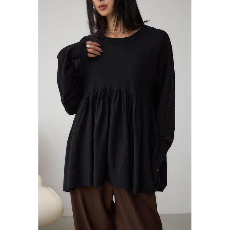 BLK | ペプラムデザインニットトップス | AZUL BY MOUSSY