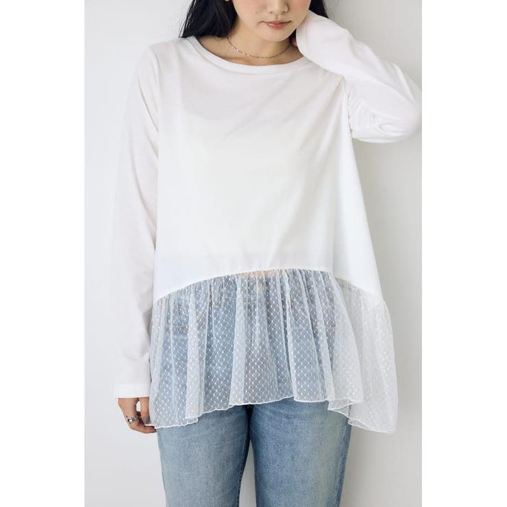 ヘムレースドッキング長袖トップス | AZUL BY MOUSSY | 詳細画像15 