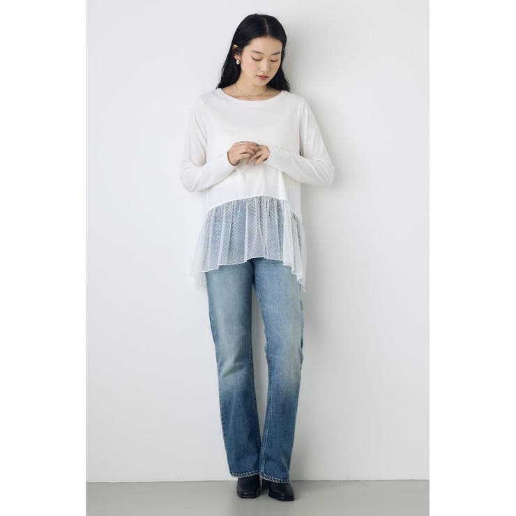 ヘムレースドッキング長袖トップス | AZUL BY MOUSSY | 詳細画像21 