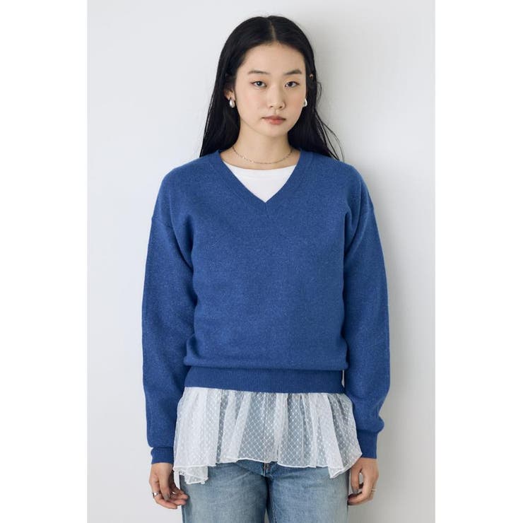 ヘムレースドッキング長袖トップス | AZUL BY MOUSSY | 詳細画像23 