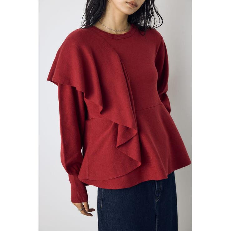 サイドラッフルペプラムニットトップス | AZUL BY MOUSSY | 詳細画像9 