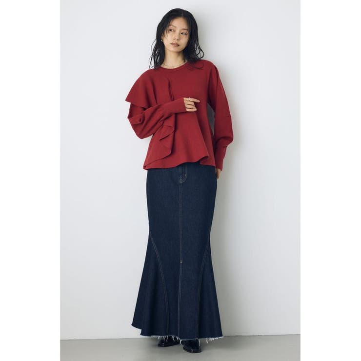 サイドラッフルペプラムニットトップス | AZUL BY MOUSSY | 詳細画像12 