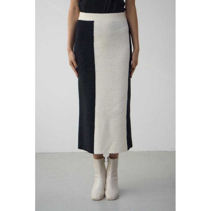 バイカラーIラインニットスカート | AZUL BY MOUSSY | 詳細画像4 