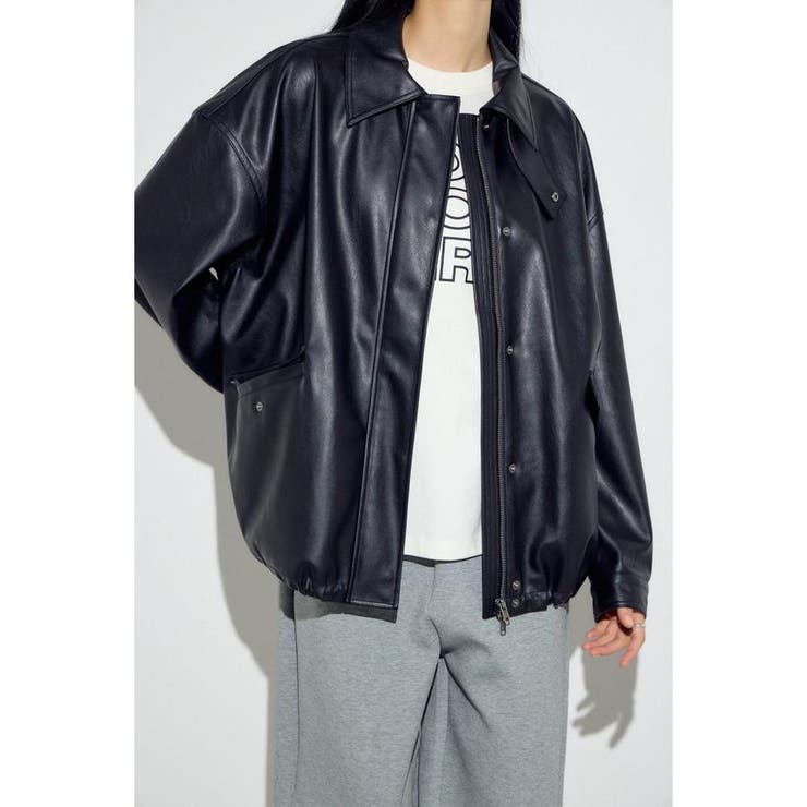 BLK | フェイクレザーミドルブルゾン | AZUL BY MOUSSY