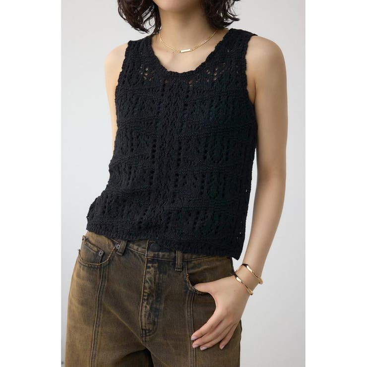 BLK | クロシェニットタンク | AZUL BY MOUSSY