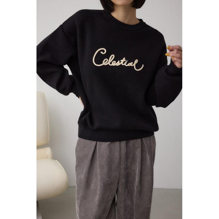 ロゴ刺繍ニットトップス | AZUL BY MOUSSY | 詳細画像1 