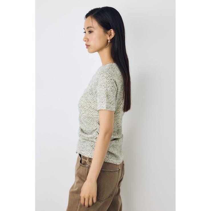 カットツイードフロントギャザートップス | AZUL BY MOUSSY | 詳細画像3 