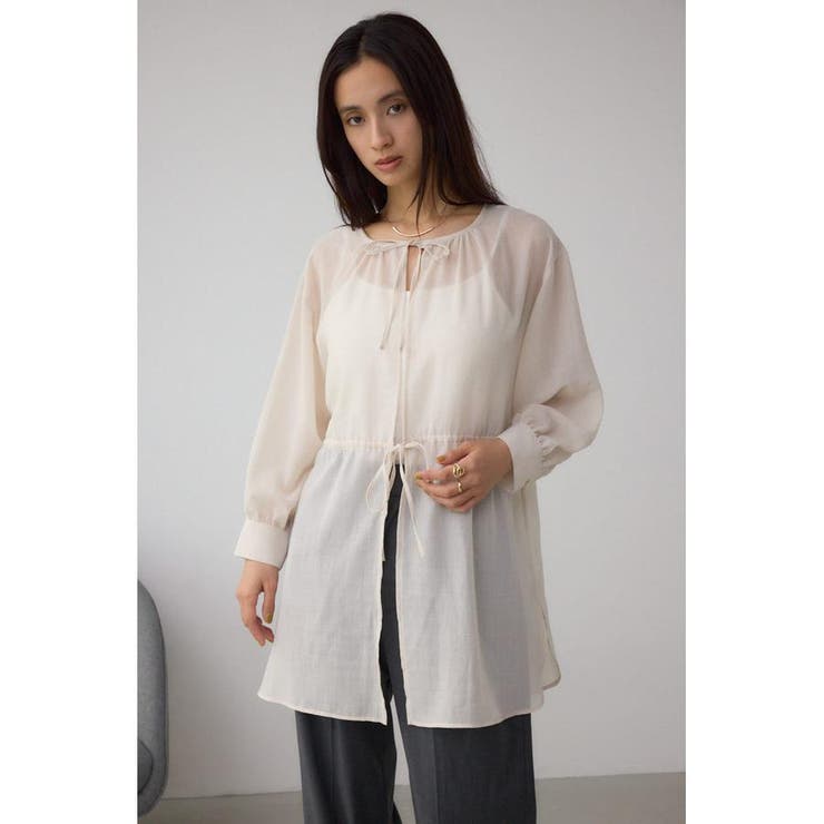 前後2WAY5分袖前リボンブラウス | AZUL BY MOUSSY | 詳細画像3 