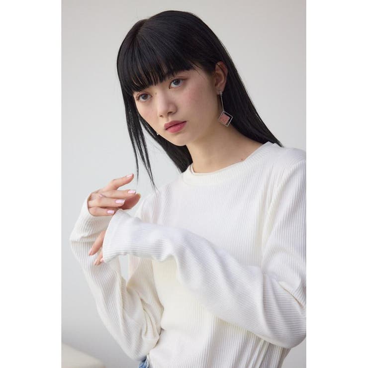 O/WHT1 | シアーネックリブトップス | AZUL BY MOUSSY