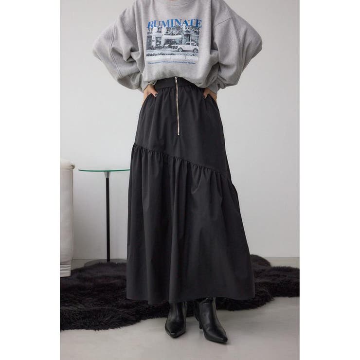 BLK | フロントジップフレアスカート | AZUL BY MOUSSY