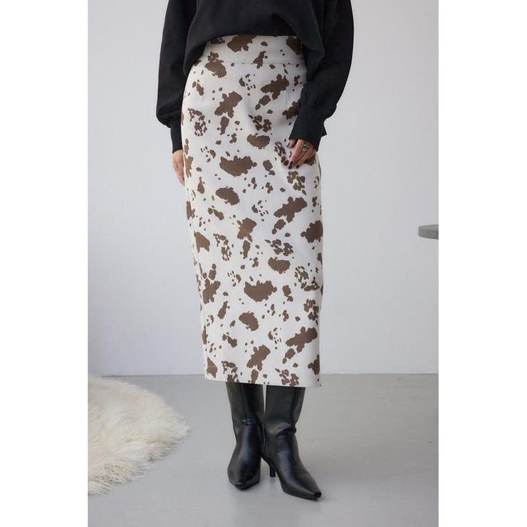 カウ柄ジャガードタイトスカート | AZUL BY MOUSSY | 詳細画像1 