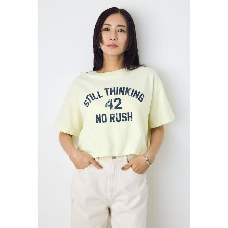 L/YEL1 | カスレプリントTシャツ | AZUL BY MOUSSY
