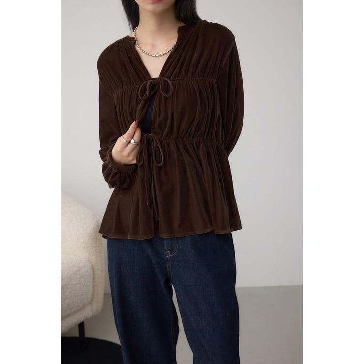 BRN | ベロアリボンブラウス | AZUL BY MOUSSY