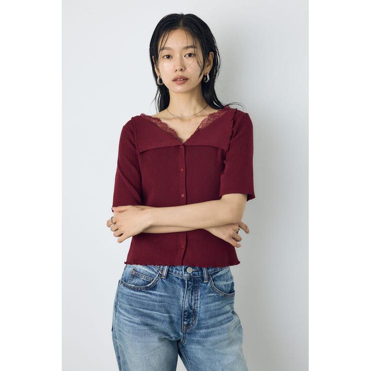 BRD | ネックレース5分袖ニットトップス | AZUL BY MOUSSY
