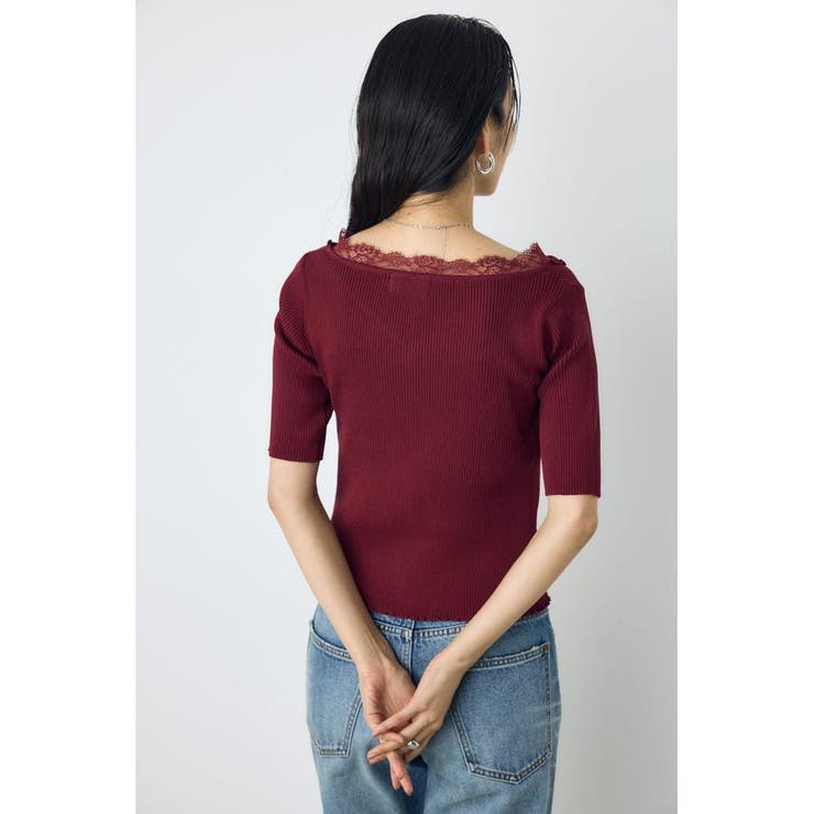 ネックレース5分袖ニットトップス | AZUL BY MOUSSY | 詳細画像20 