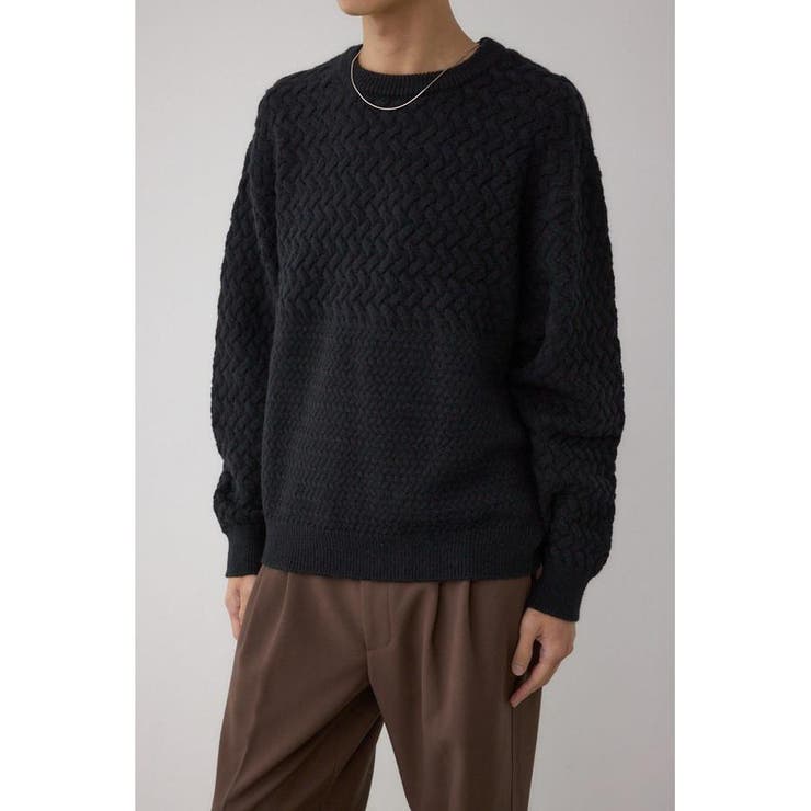 BLK | バスケット編み切り替えニットトップス | AZUL BY MOUSSY