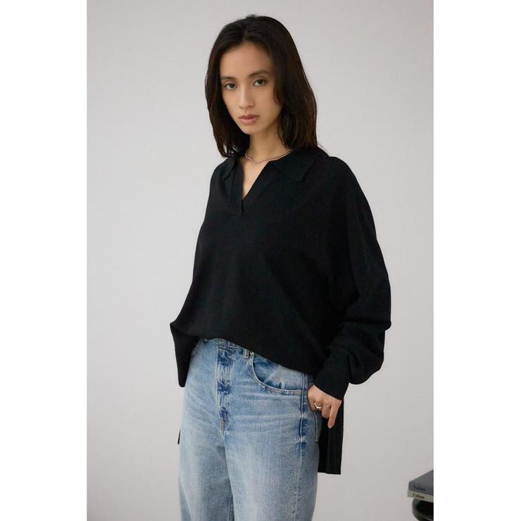 ポロカラーフォルムニットプルオーバー | AZUL BY MOUSSY | 詳細画像12 