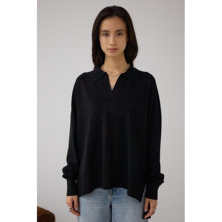 ポロカラーフォルムニットプルオーバー | AZUL BY MOUSSY | 詳細画像15 