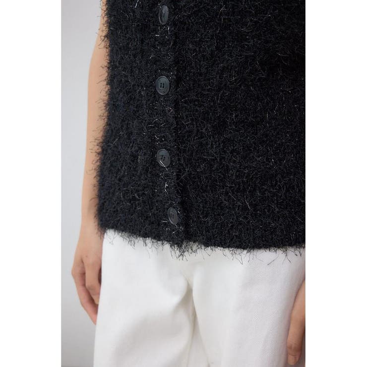 ラメフェザーVネックニットベスト | AZUL BY MOUSSY | 詳細画像19 