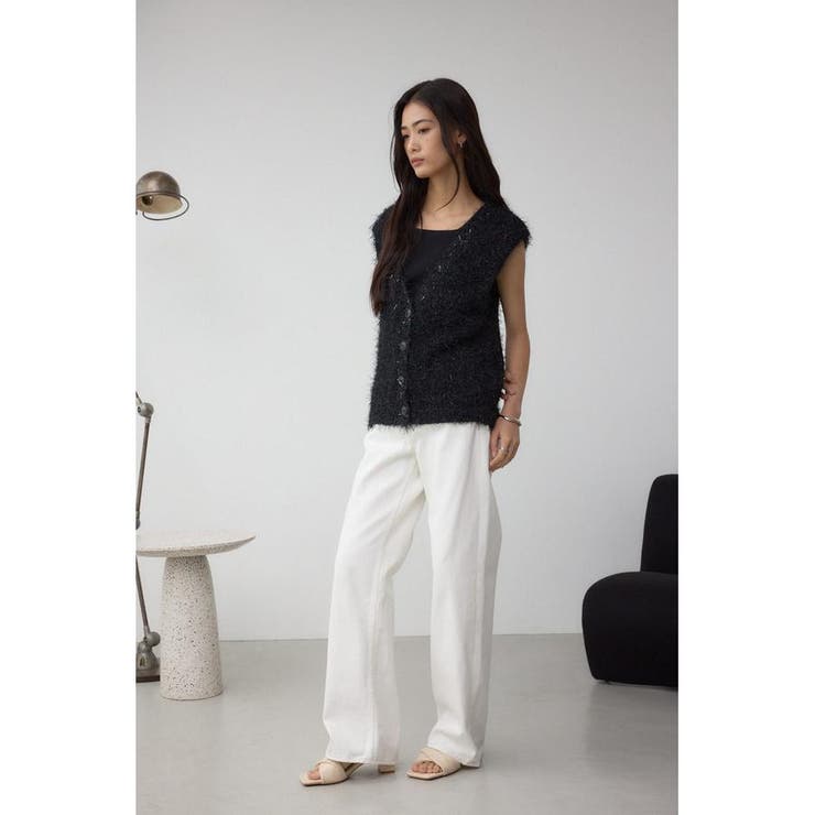 ラメフェザーVネックニットベスト | AZUL BY MOUSSY | 詳細画像13 