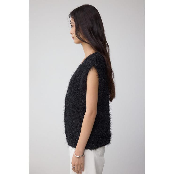 ラメフェザーVネックニットベスト | AZUL BY MOUSSY | 詳細画像15 