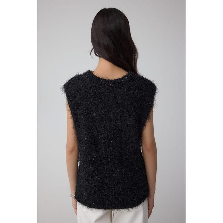 ラメフェザーVネックニットベスト | AZUL BY MOUSSY | 詳細画像16 