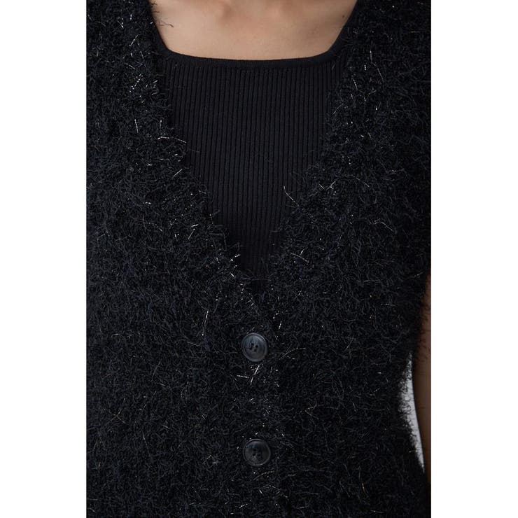 ラメフェザーVネックニットベスト | AZUL BY MOUSSY | 詳細画像17 