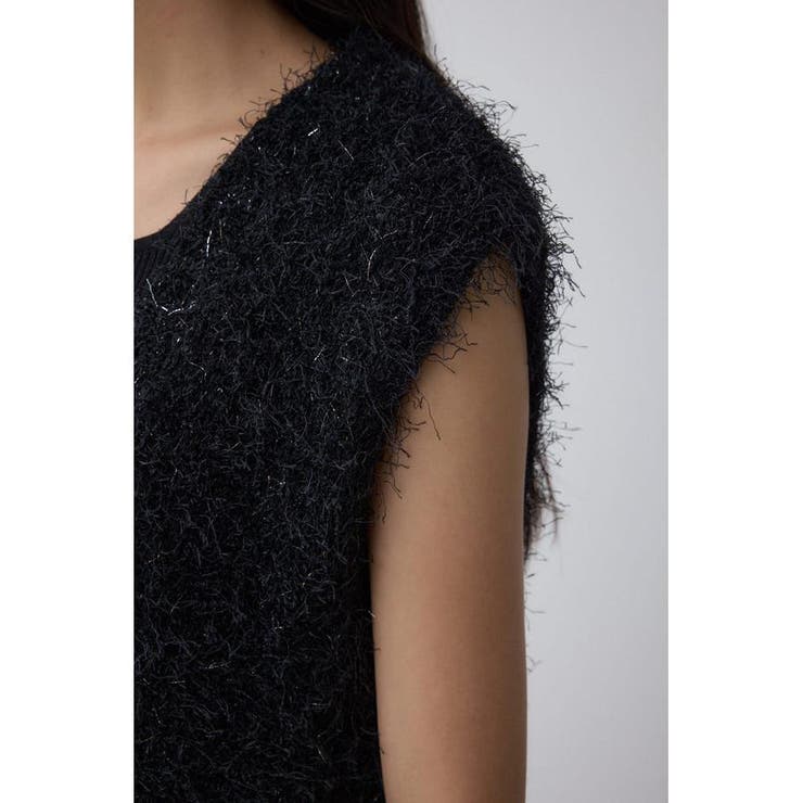 ラメフェザーVネックニットベスト | AZUL BY MOUSSY | 詳細画像18 