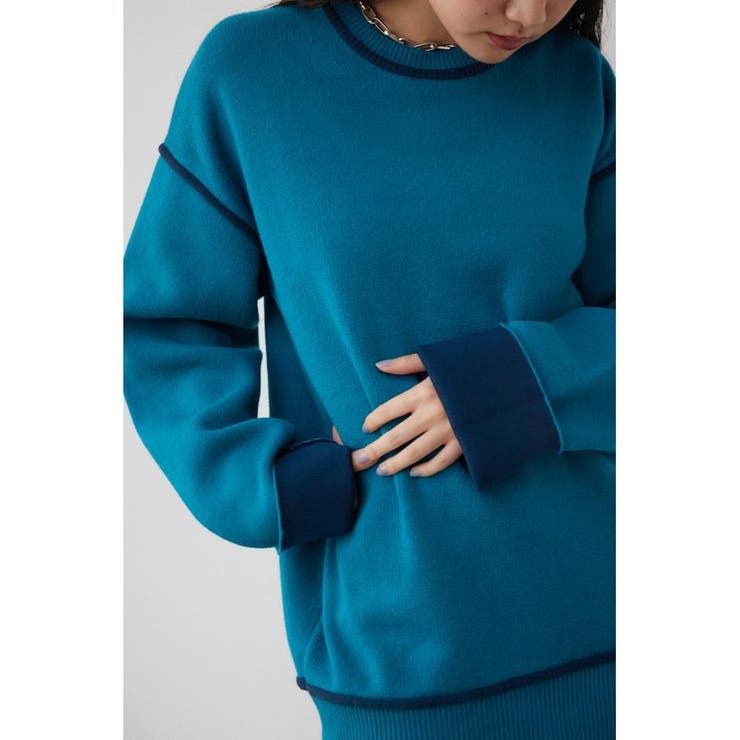 BLU | 配色クルーネックニットトップス | AZUL BY MOUSSY