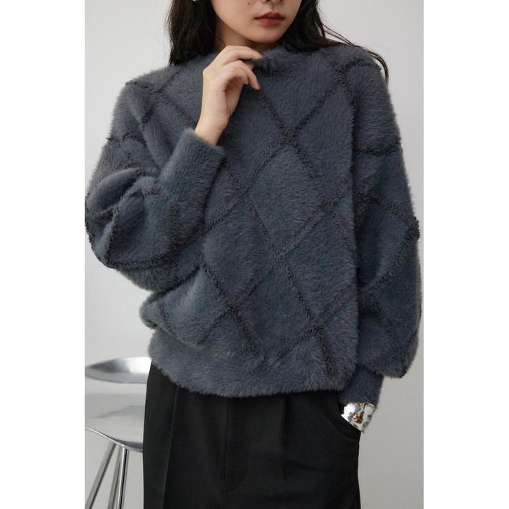 チェックシャギーニットトップス[品番：AZLW0021509]｜AZUL BY MOUSSY