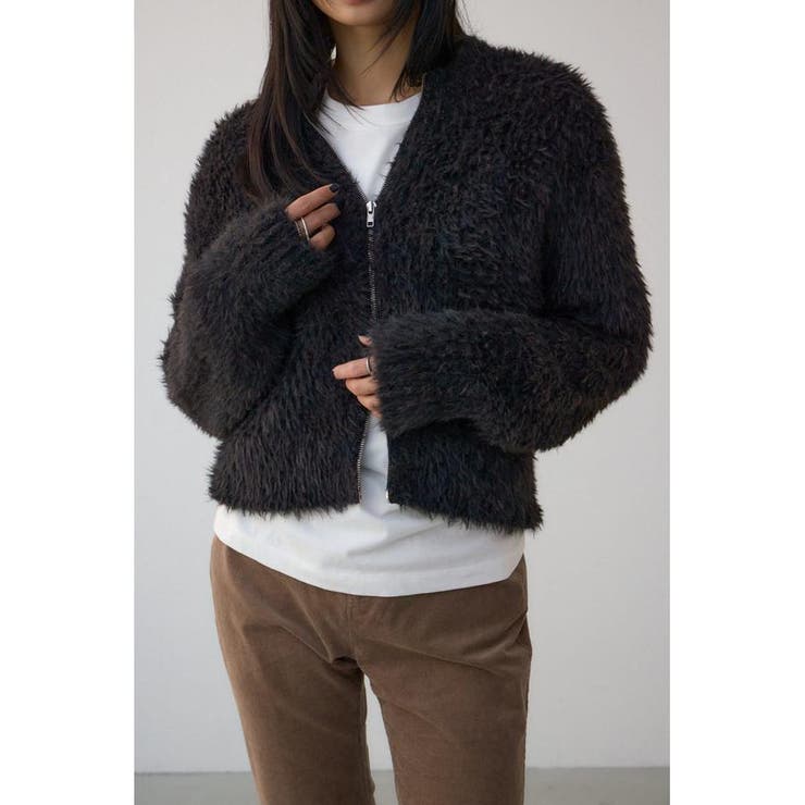 柄BLK5 | Wジップシャギーニットカーディガン | AZUL BY MOUSSY