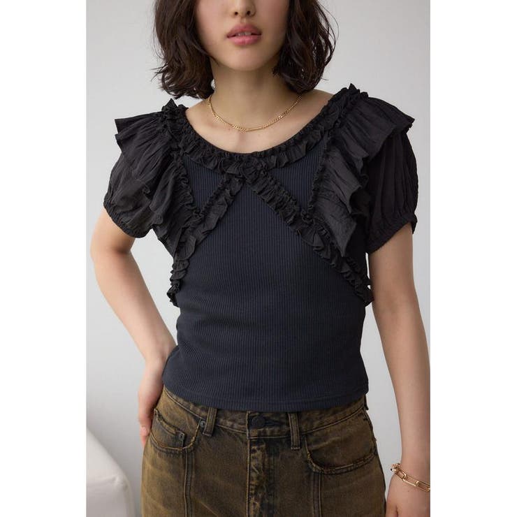 BLK | コンビネーション2WAYフリルトップス | AZUL BY MOUSSY