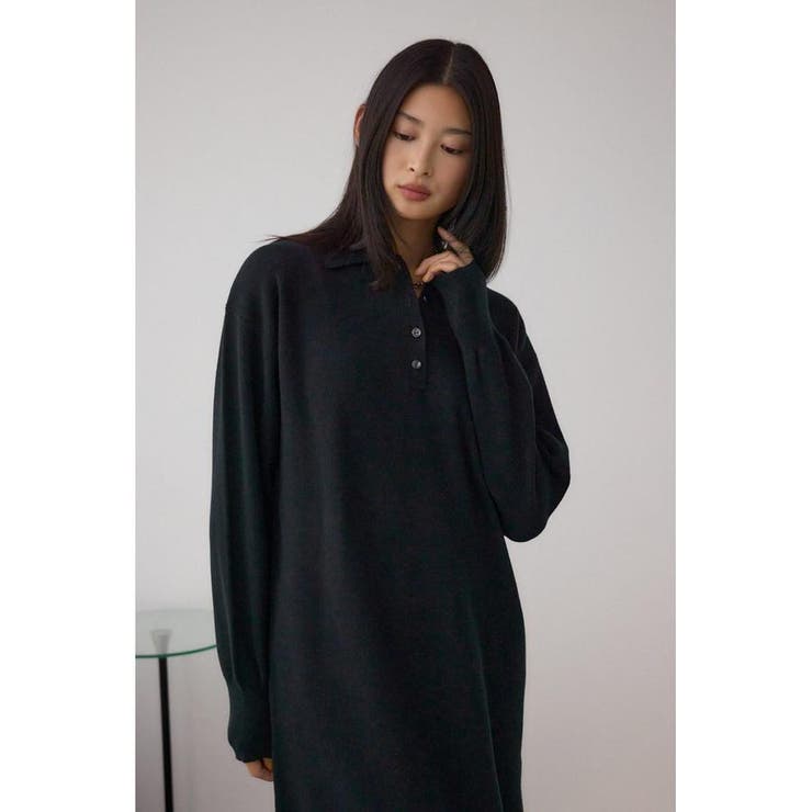 格上げ ポロカラーニットワンピース | AZUL BY MOUSSY | 詳細画像2 