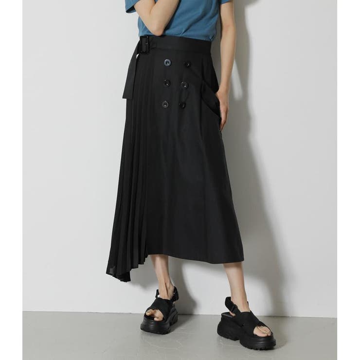 FRONT PLEATS COMBI SKIRT[品番：AZLW0018775]｜AZUL BY MOUSSY