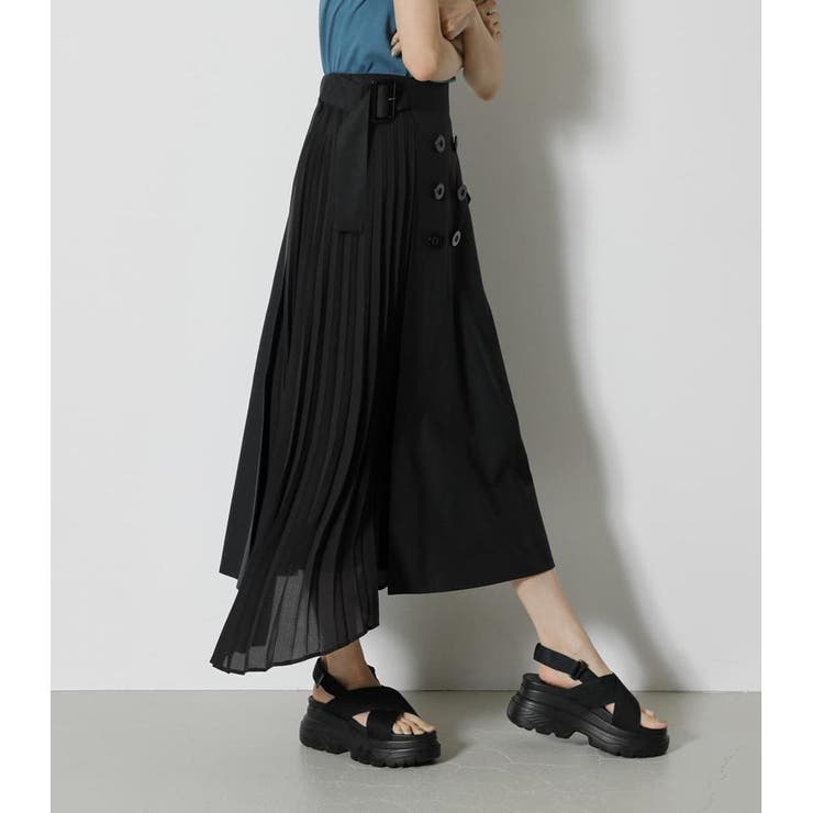 FRONT PLEATS COMBI SKIRT[品番：AZLW0018775]｜AZUL BY MOUSSY