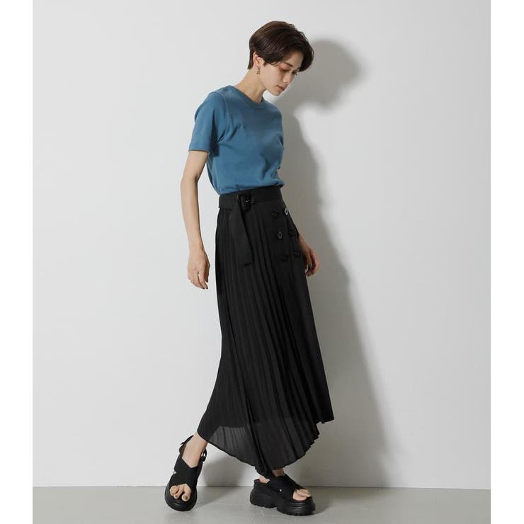 FRONT PLEATS COMBI SKIRT[品番：AZLW0018775]｜AZUL BY MOUSSY