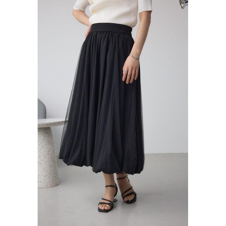 BLK | チュールレイヤードバルーンスカート | AZUL BY MOUSSY
