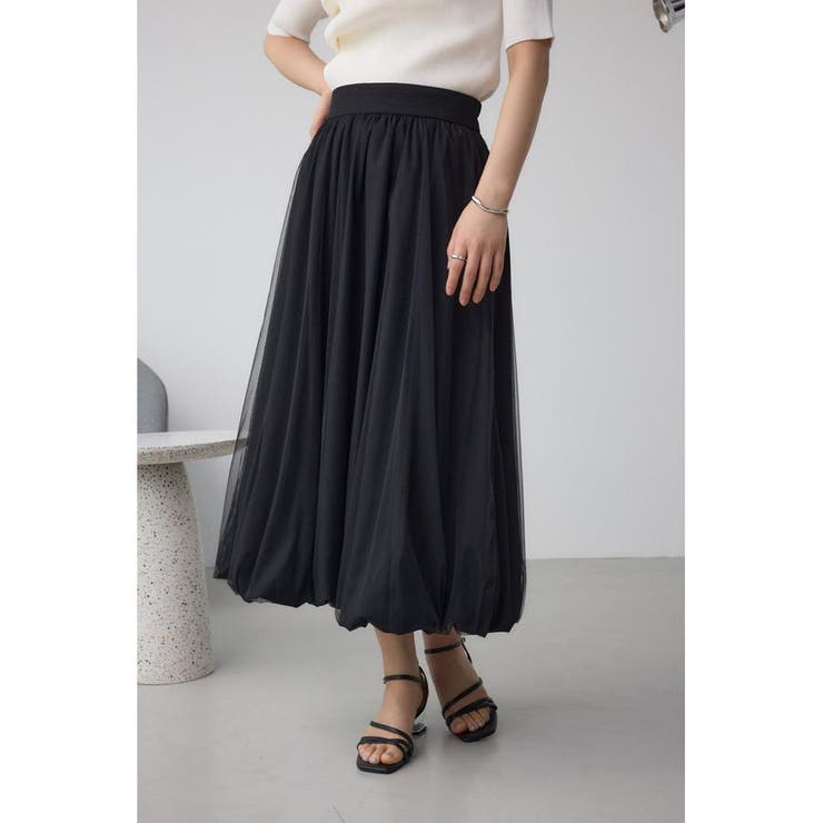 BLK | チュールレイヤードバルーンスカート | AZUL BY MOUSSY