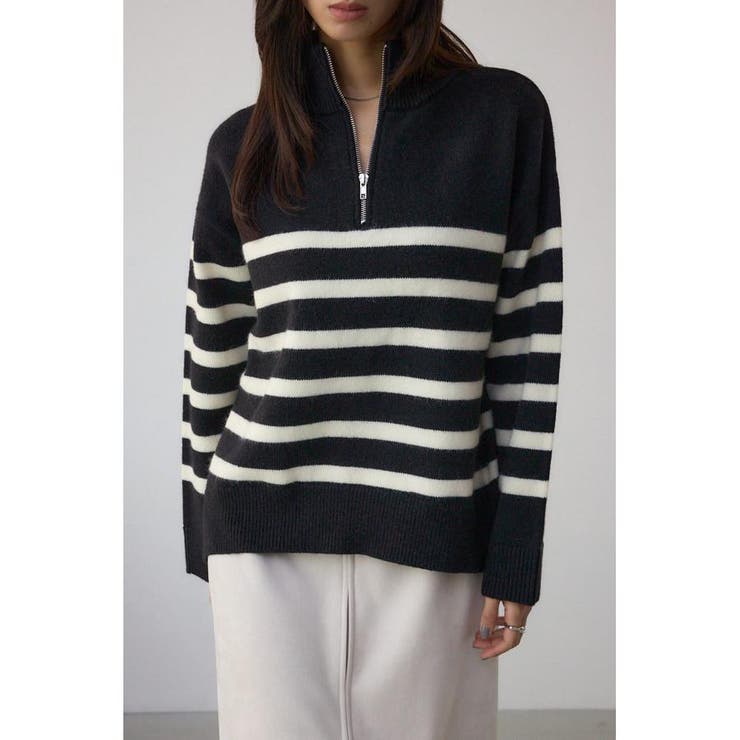 柄BLK5 | アソートカラーハーフジップニットトップス | AZUL BY MOUSSY