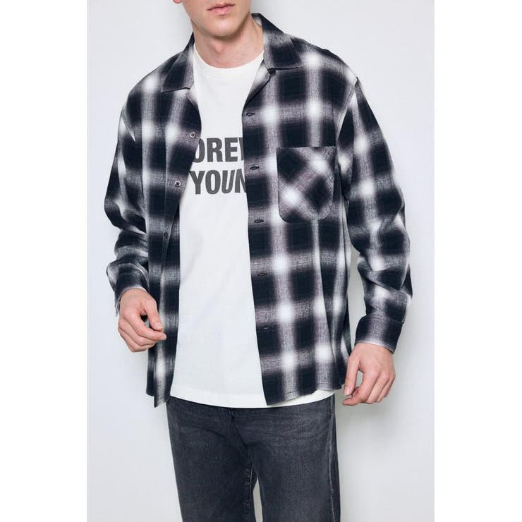 柄BLK5 | フレンチリネンオンブレーチェックシャツ | AZUL BY MOUSSY