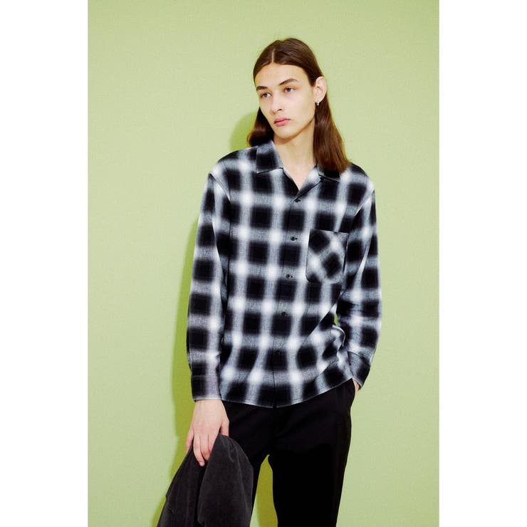 柄BLK5 | フレンチリネンオンブレーチェックシャツ | AZUL BY MOUSSY