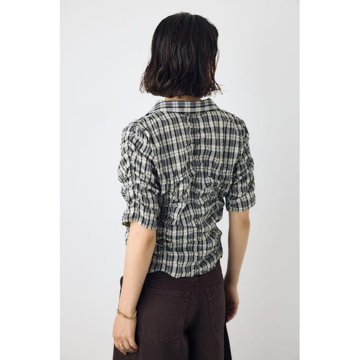チェックシャーリング半袖シャツ | AZUL BY MOUSSY | 詳細画像3 