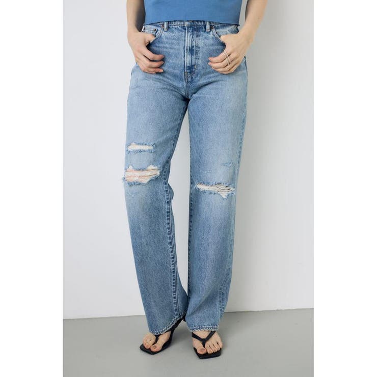 L/BLU1 | AZUL DENIM ダメージストレートデニム | AZUL BY MOUSSY