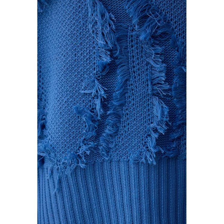 【新品sale】エジプト製セットアップ 水色 フリンジ フリンジニットトップス[品番：AZLW0023126]｜AZUL BY MOUSSY